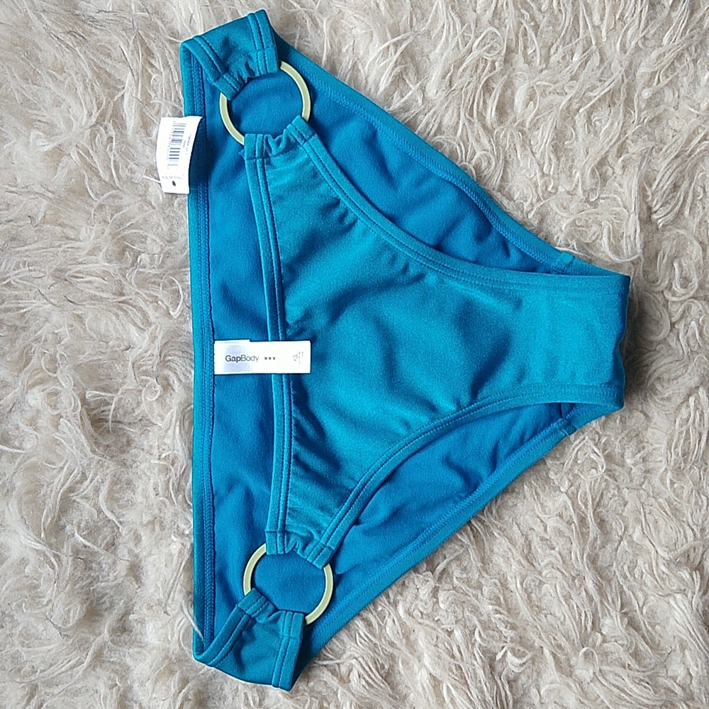Gap Body Y2K Low Rise Teal Bikini Bottoms with Ring Accent XS
